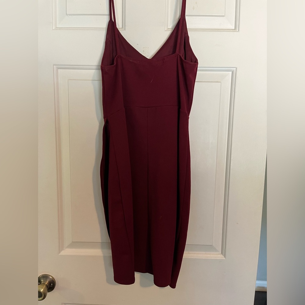 Lulu's Deep Red Spaghetti Strap Midi Dress